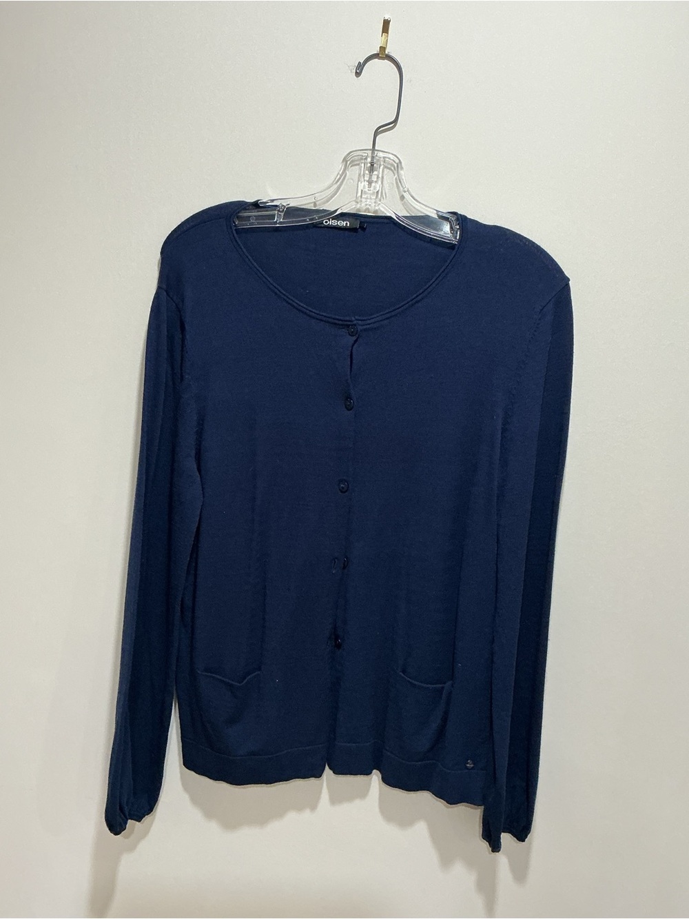 Olsen Navy Button-Front Women's Cardigan size 8
